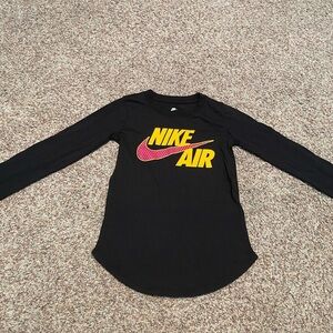 Nike Air Black Long Sleeve Tee with Red and Yellow Logo size 6